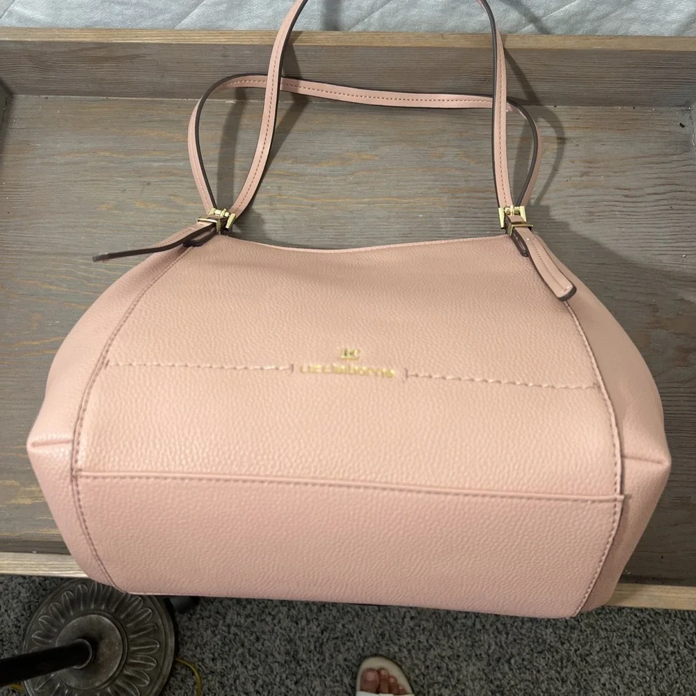 Liz Claiborne Large Light Pink  Faux‎ Leather Tote Purse Excellent Condition